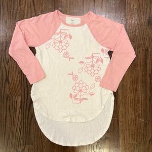 Tea Collection girl shirt light pink, white flowers long sleeve top